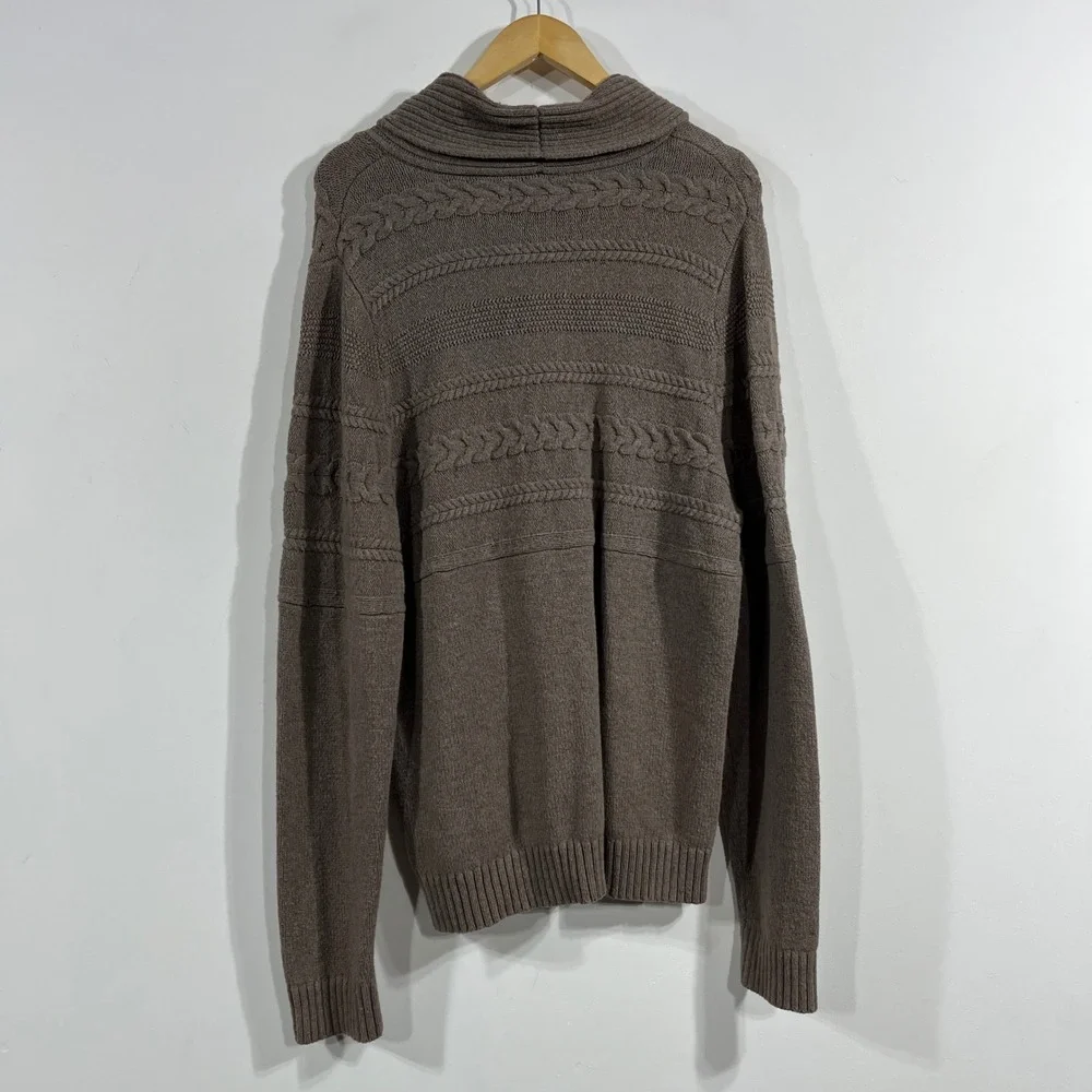 Marc Anthony Academia Grandpa Shawl Collar Cable Knit Sweater Cotton Wool Men XL
